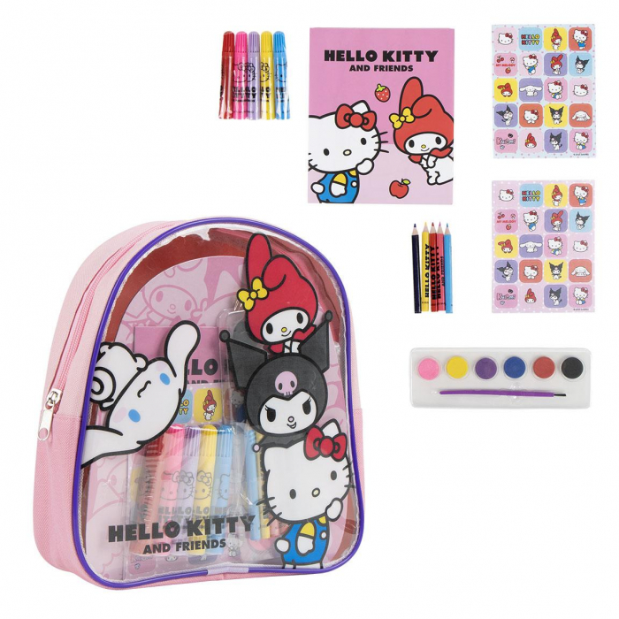 Ghiozdan gradinita Hello Kitty cu accesorii de desenat, 23x22x7 cm [1]