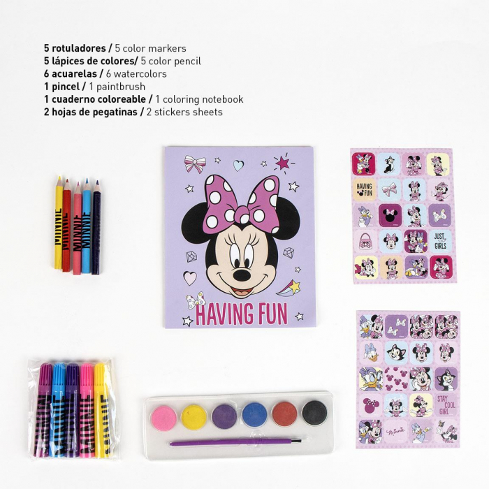 Ghiozdan gradinita Minnie Mouse cu accesorii de desenat, 23x22x7 cm [2]