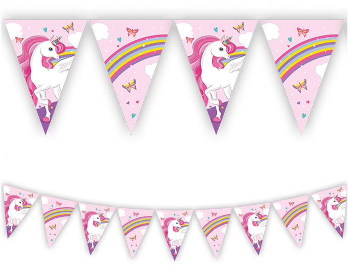 Ghirlanda cu 9 steaguri Unicorn Rainbow Colors, 230 cm [1]