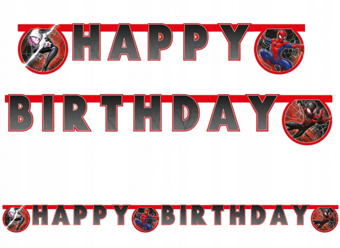 Ghirlanda decor Spider-Man World Of Webs, Happy Birthday Sign FS, 200 cm [1]