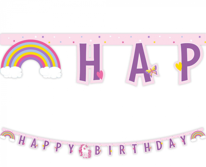 Ghirlanda decor Unicorn Rainbow Colors, Happy Birthday Sign FS, 200 cm [1]