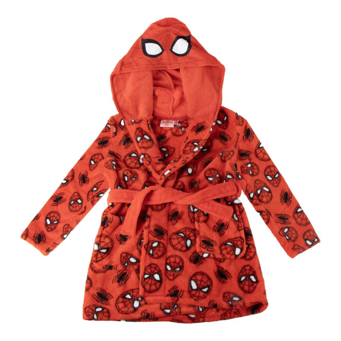Halat baie coral fleece cu aplicatii pe gluga Spiderman [1]