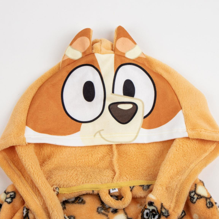 Halat baie coral fleece cu gluga si urechi, Bingo Bluey [3]