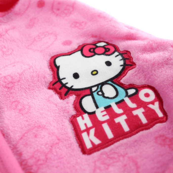 Halat baie cu gluga si urechi fleece coral Hello Kitty Pinky [5]