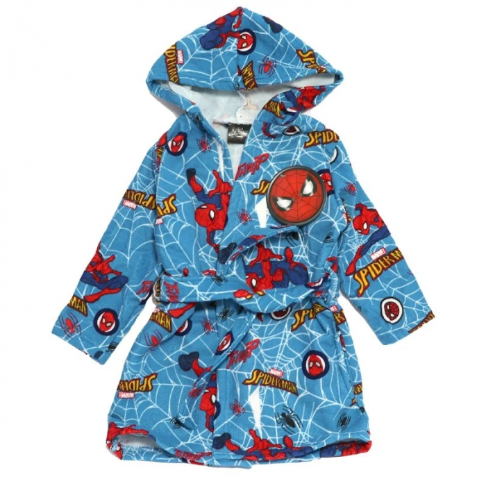 Halat de baie pentru copii, gluga si buzunare laterale din prosop Spiderman [5]