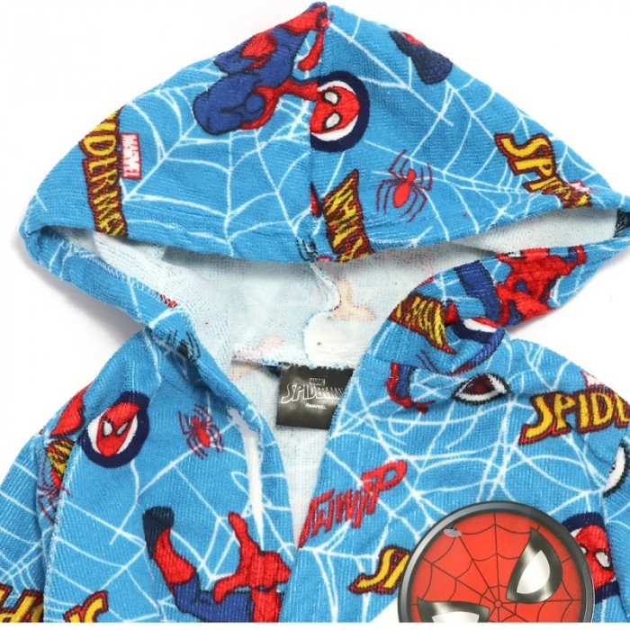 Halat de baie pentru copii, gluga si buzunare laterale din prosop Spiderman [2]