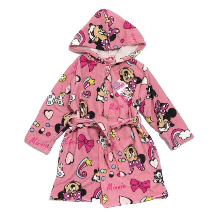 Halat de baie pentru copii, gluga si buzunare laterale din prosop Minnie Mouse [2]