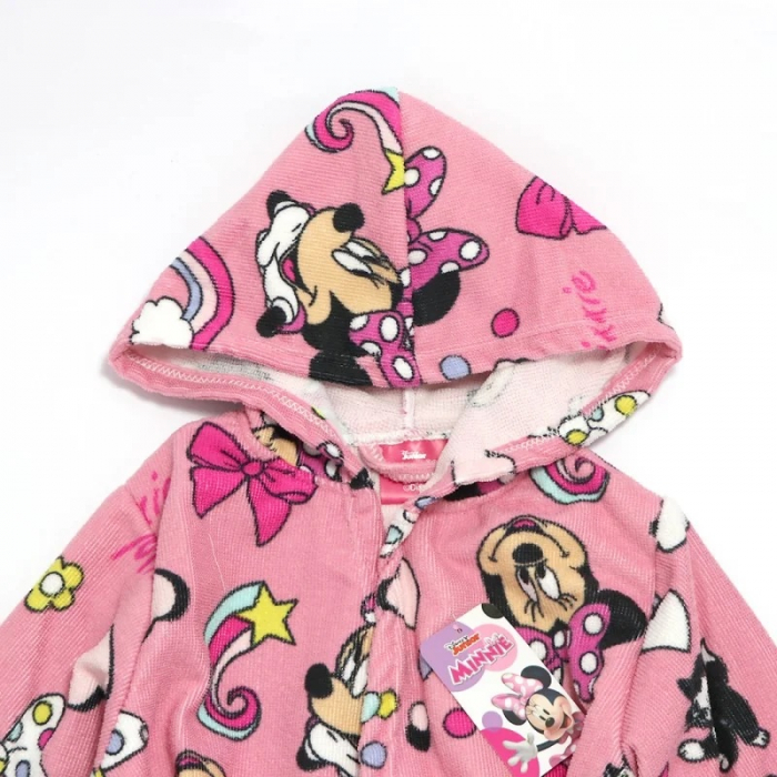 Halat de baie pentru copii, gluga si buzunare laterale din prosop Minnie Mouse [3]