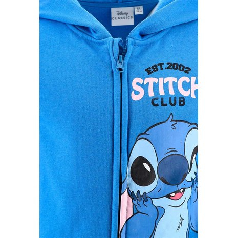 Hanorac albastru cu maneca lunga, fermoar și gluga Stitch [4]