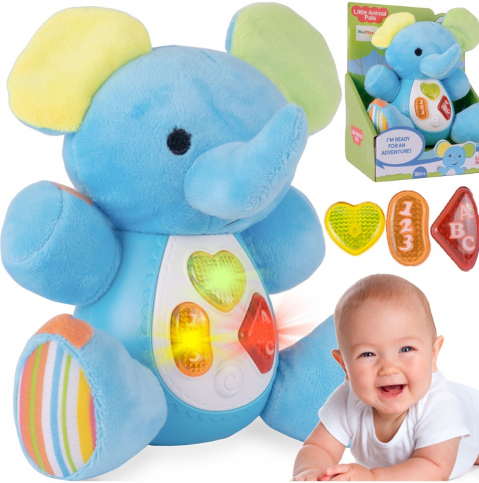 Jucarie interactiv de plus cu sunete si lumini, elefant, 16 cm [2]