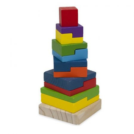 Jucarie educativa din lemn, Turn multicolor de stivuire, 12 piese [2]