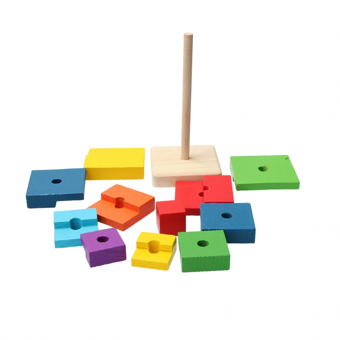 Jucarie educativa din lemn, Turn multicolor de stivuire, 12 piese [3]