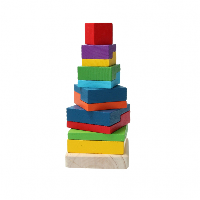 Jucarie educativa din lemn, Turn multicolor de stivuire, 12 piese [4]