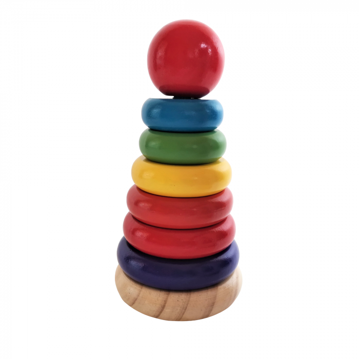 Jucarie educativa din lemn, Turn multicolor de stivuire, 8 piese [4]