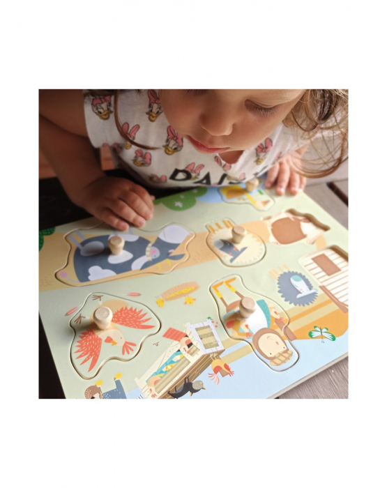 Puzzle din lemn incastru Ferma, 7 piese [2]
