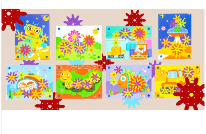 Jucarie educativa puzzle creativ Gear DYI cu valiza si surubelnita [7]