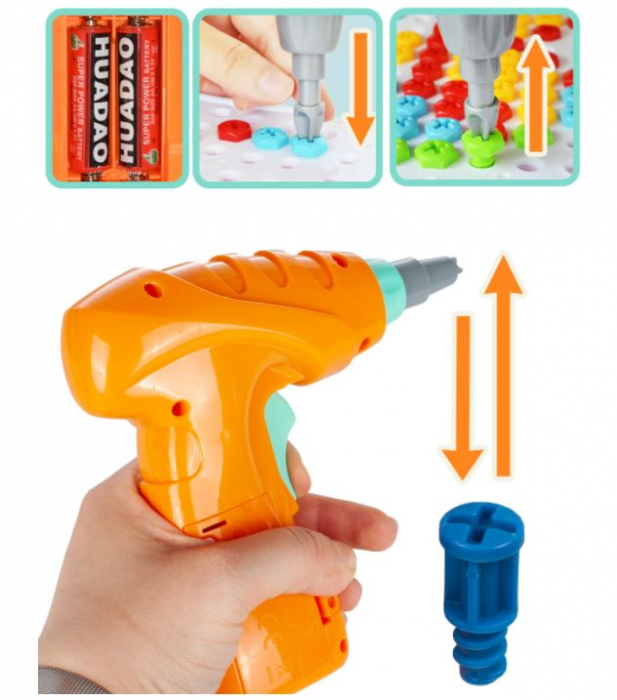 Jucarie educativa puzzle creativ Gear DYI cu valiza si surubelnita [6]