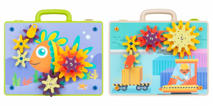 Jucarie educativa puzzle creativ Gear DYI cu valiza si surubelnita [2]