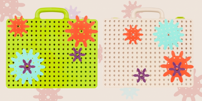 Jucarie educativa puzzle creativ Gear DYI cu valiza si surubelnita [4]