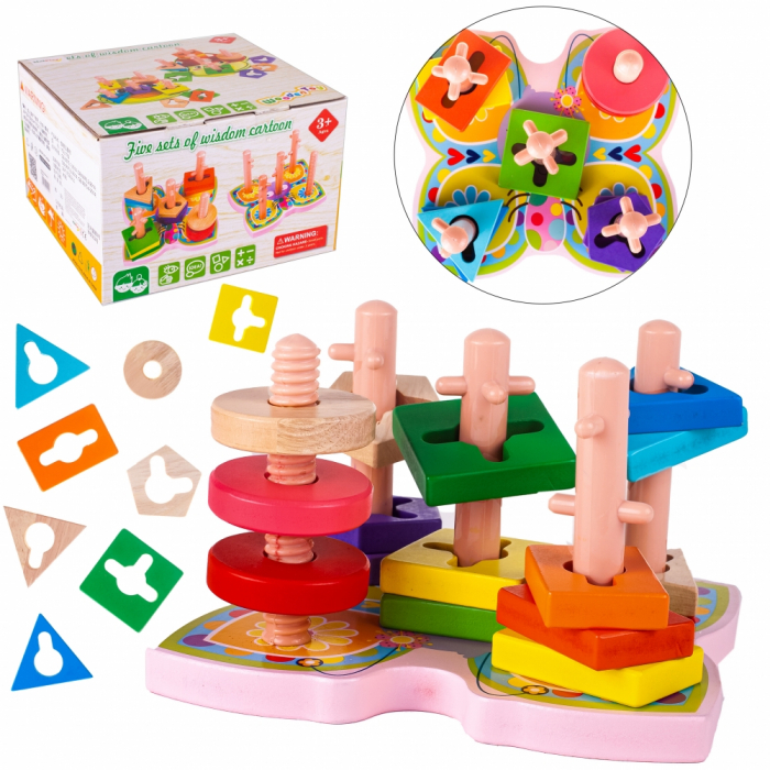 Jucarie educativa puzzle sortator din lemn 15 piese [2]