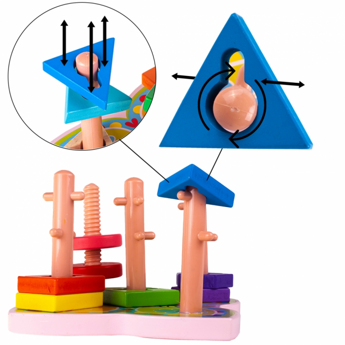 Jucarie educativa puzzle sortator din lemn 15 piese [6]