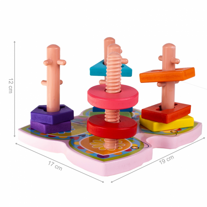 Jucarie educativa puzzle sortator din lemn 15 piese [7]