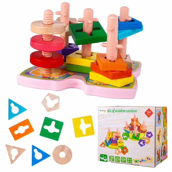 Jucarie educativa puzzle sortator din lemn 15 piese [16]