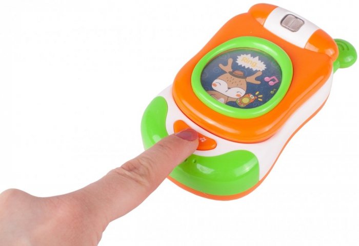 Jucarie Interactiva tip Telefon, diferite Sunete si Melodii, portocaliu [3]