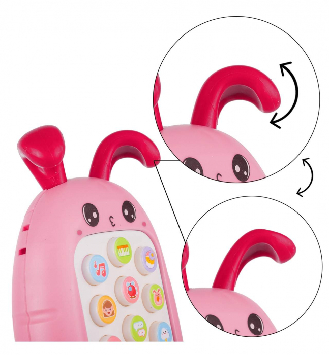 Jucarie Interactiva tip Telefon, diferite Sunete si Melodii, Roz [3]