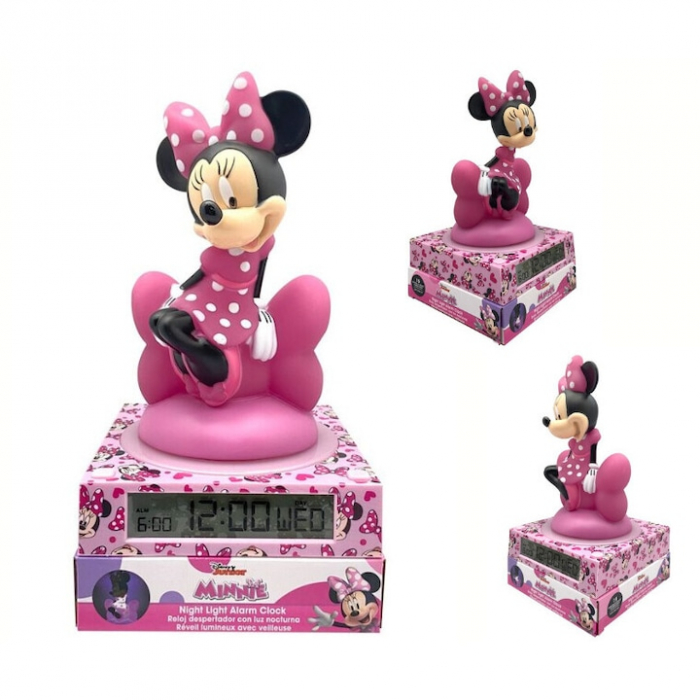 Lampa de veghe 3D, Minnie Mouse, cu ceas si data, 25x13,5x13cm [2]