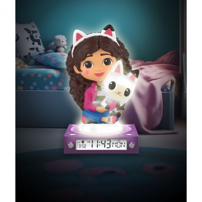 Lampa de veghe cu ceas si data Gabby's Dollhouse 3D, 21,4x13x13cm [3]