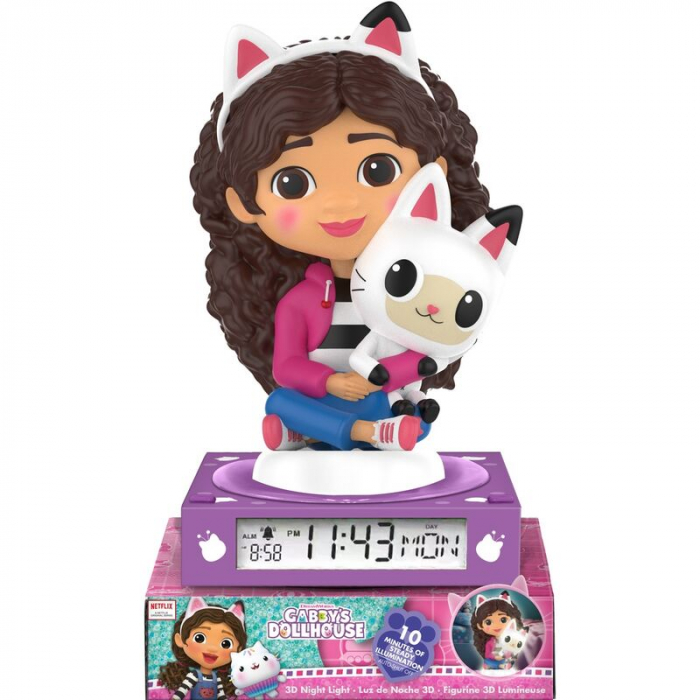 Lampa de veghe cu ceas si data Gabby's Dollhouse 3D, 21,4x13x13cm [2]