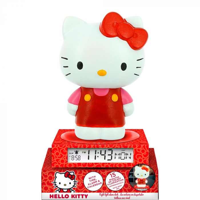 Lampa de veghe cu ceas si data Hello Kitty 3D, 21,4x13x13cm [3]
