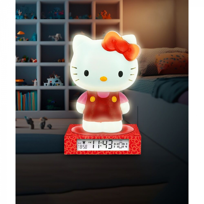 Lampa de veghe cu ceas si data Hello Kitty 3D, 21,4x13x13cm [2]