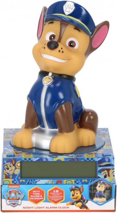 Lampa de veghe cu ceas si data Paw Patrol Chase 3D, 21,4x13x13cm [2]