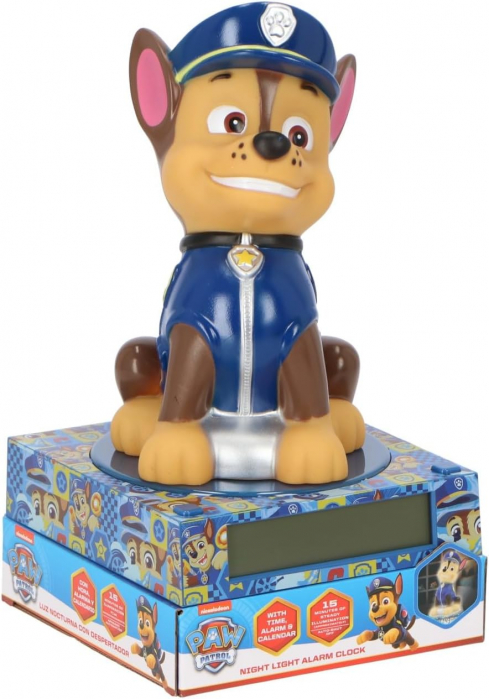 Lampa de veghe cu ceas si data Paw Patrol Chase 3D, 21,4x13x13cm [1]