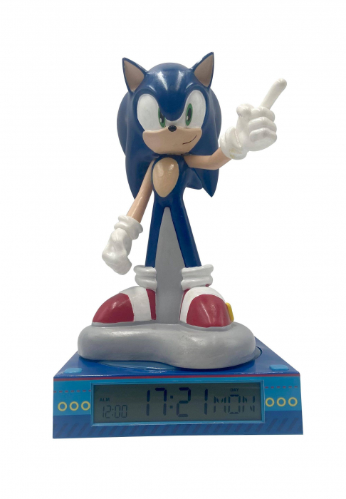 Lampa de veghe cu ceas si data Sonic 3D, 21,4x13x13cm [1]