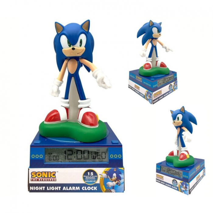 Lampa de veghe cu ceas si data Sonic 3D, 21,4x13x13cm [2]