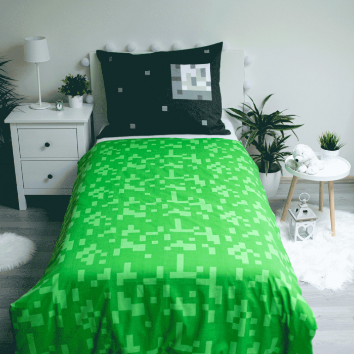 Lenjerie de pat 2 piese cu 2 fete, copii Minecraft Sssleep Tight 140x200 cm, 70x90 cm [2]