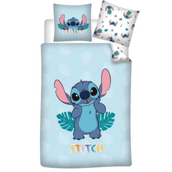 Lenjerie de pat copii Lilo & Stitch Leaves, 2 piese 140x200 cm, 65x65 cm [1]