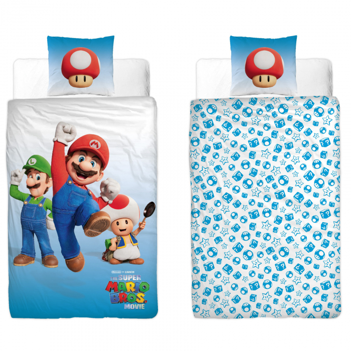 Lenjerie de pat copii Super Mario Luigi si Toad, 2 piese 140x200 cm [2]