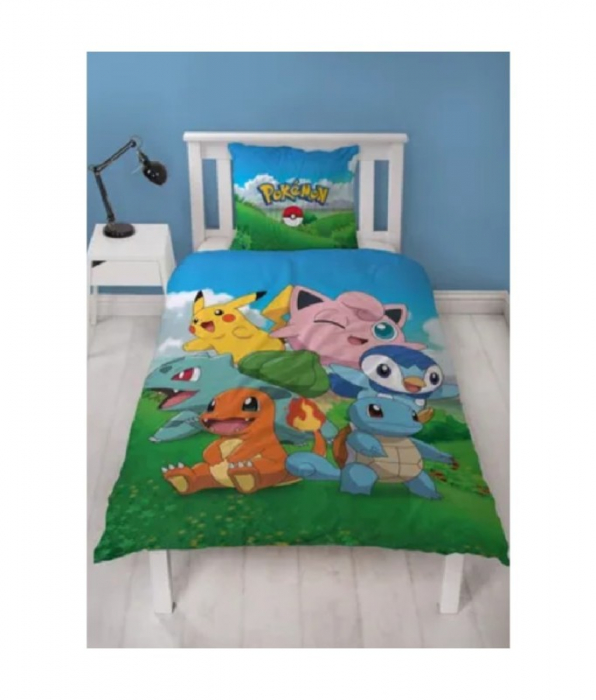 Lenjerie de pat microfibra copii Pok├⌐mon Chill Team, 2 piese 140x200 cm, 63x63 cm [2]