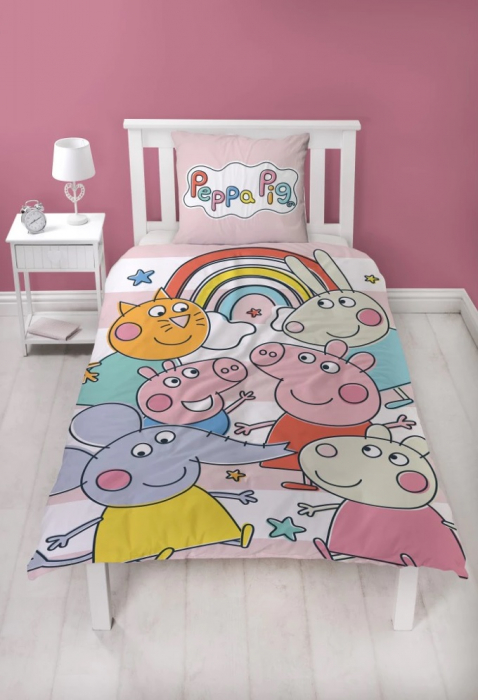 Lenjerie de pat microfibra copii Peppa Pig, 2 piese 140x200 cm, 63x63 cm [2]