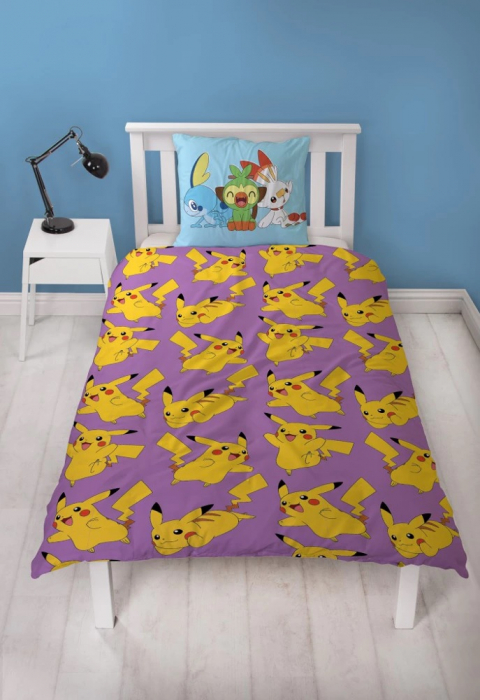 Lenjerie de pat microfibra copii Pok├⌐mon Pikachu, 2 piese 140x200 cm, 63x63 cm [2]