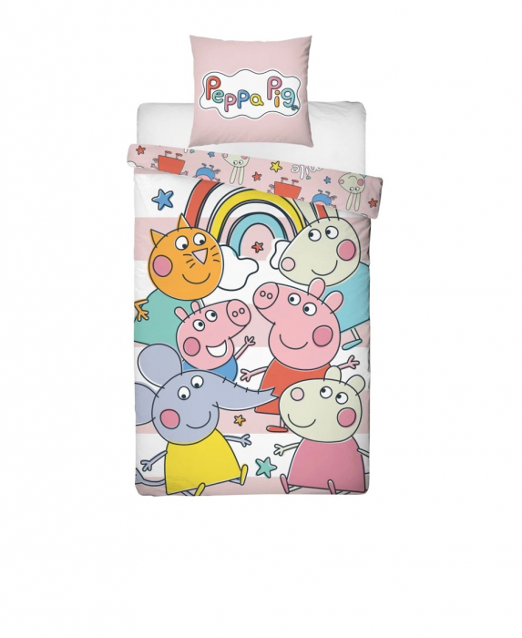 Lenjerie de pat microfibra copii Peppa Pig, 2 piese 140x200 cm, 63x63 cm [4]