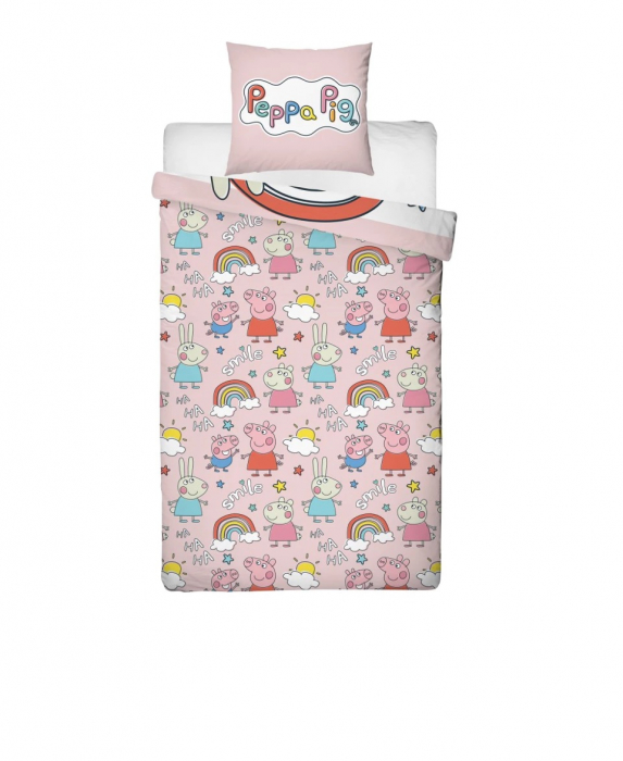 Lenjerie de pat microfibra copii Peppa Pig, 2 piese 140x200 cm, 63x63 cm [3]