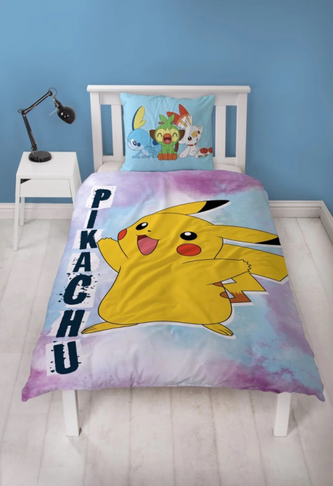 Lenjerie de pat microfibra copii Pok├⌐mon Pikachu, 2 piese 140x200 cm, 63x63 cm [4]