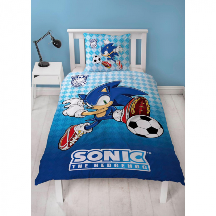 Lenjerie de pat microfibra copii Sonic the Hedgehog Football , 2 piese 140x200 cm, 63x63 cm [3]