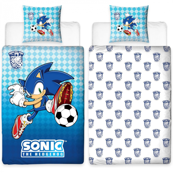 Lenjerie de pat microfibra copii Sonic the Hedgehog Football , 2 piese 140x200 cm, 63x63 cm [2]