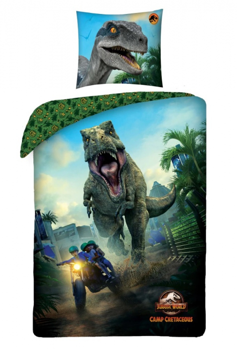 Lenjerie de pat microfibra copii Jurassic World , 2 piese 140x200 cm, 63x63 cm [1]